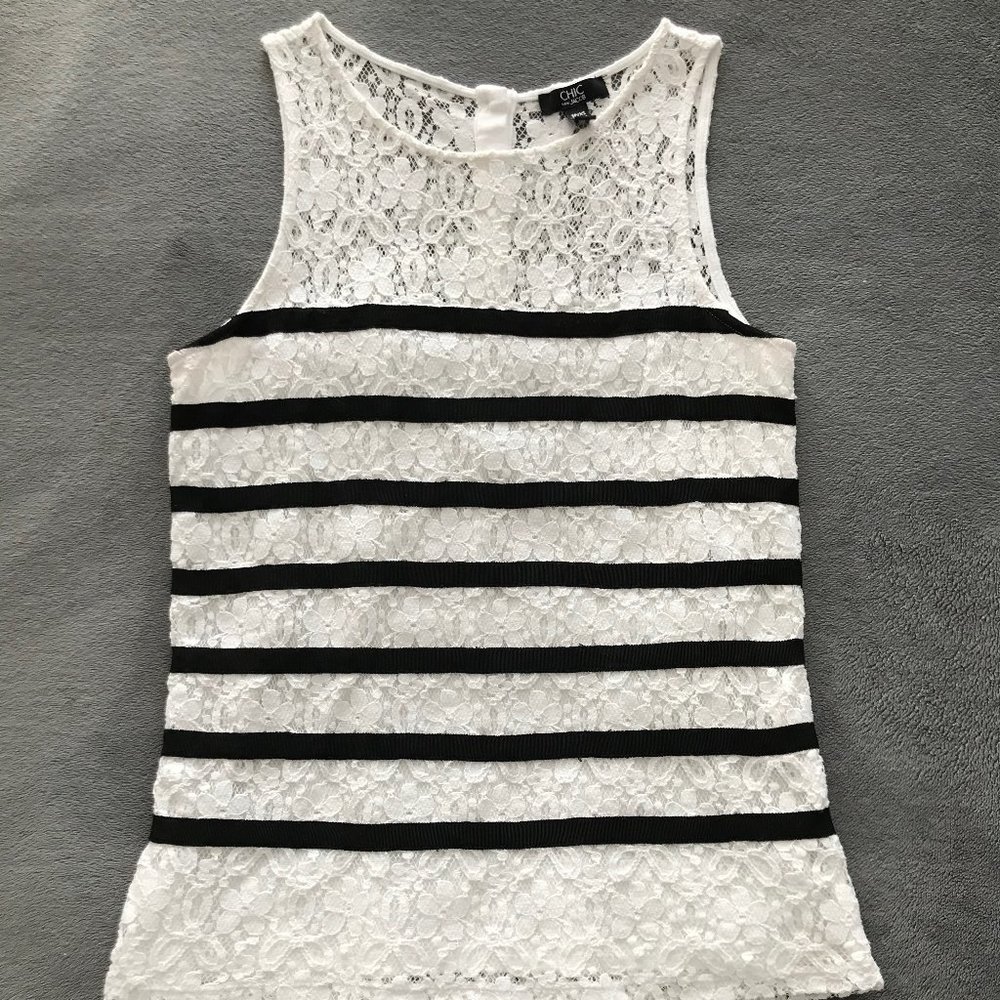 CHIC by Jacob White Lace Tank